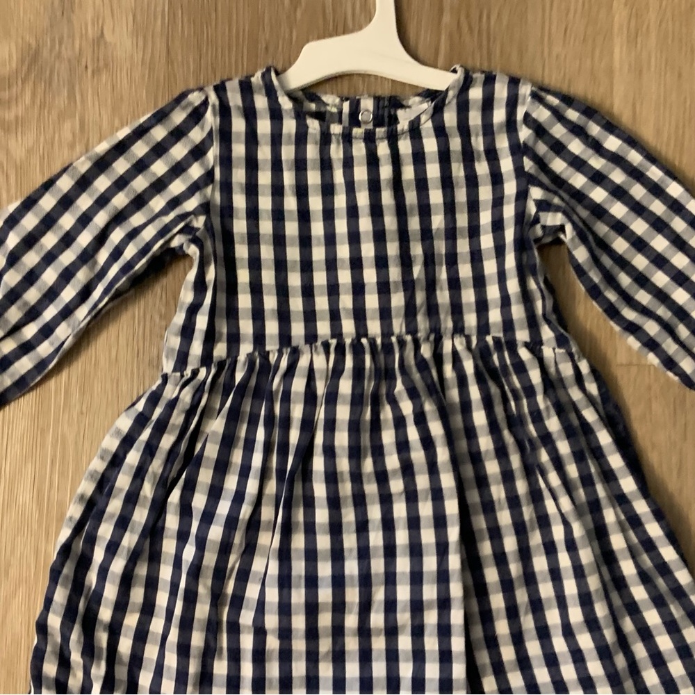 Carter's Girl's Size 24 Months Navy & White Checkered Casual Long Sleeve Dress - Picture 3 of 8